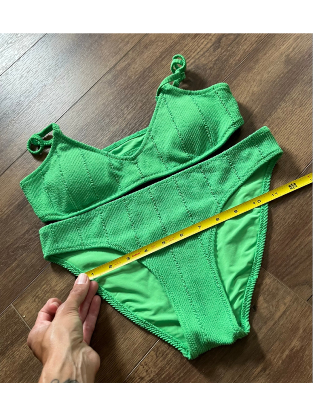 Aerie Green Textured Scoop Bikini Set Size S - Picture 5 of 10